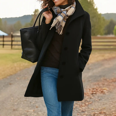 Charlotte | Klassieke elegante dames jas met knoopsluiting, halflang