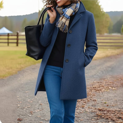 Charlotte | Klassieke elegante dames jas met knoopsluiting, halflang