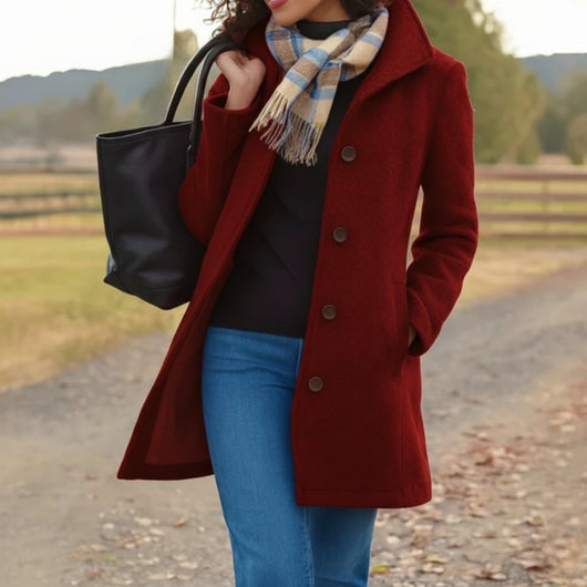 Charlotte | Klassieke elegante dames jas met knoopsluiting, halflang