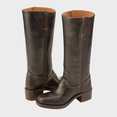 Mia | Dames kniehoge laarzen in leerlook, klassieke westernstijl