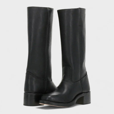 Mia | Dames kniehoge laarzen in leerlook, klassieke westernstijl