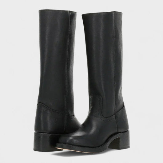 Mia | Dames kniehoge laarzen in leerlook, klassieke westernstijl