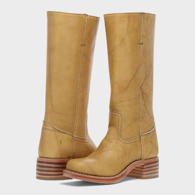 Mia | Dames kniehoge laarzen in leerlook, klassieke westernstijl