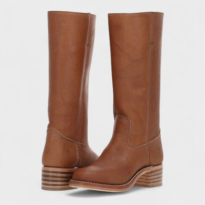 Mia | Dames kniehoge laarzen in leerlook, klassieke westernstijl