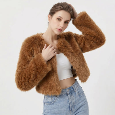 Lena | Kort dames vest van imitatiebont
