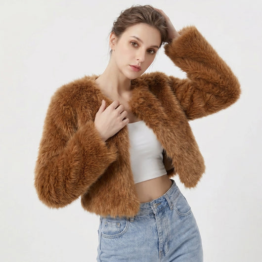 Lena | Kort dames vest van imitatiebont