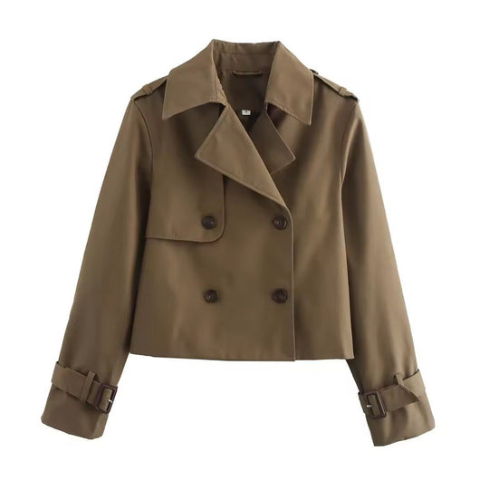 Charlotte | Korte dames trenchcoat met dubbele knoopsluiting en gespmanchetten