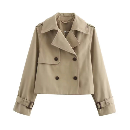Charlotte | Korte dames trenchcoat met dubbele knoopsluiting en gespmanchetten