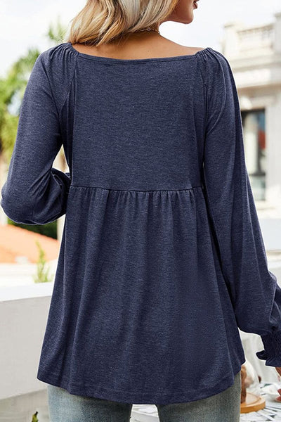 Mia | Dames babydoltuniek met V-hals, gerimpelde taille en lange mouwen