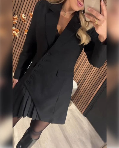 Katharina | Elegante dames blazerjurk met plooirok en lange mouwen
