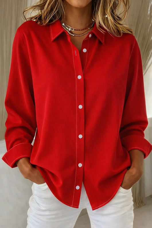 Katharina | Elegante dames blouse met lange mouwen, knoopsluiting en overhemdkraag