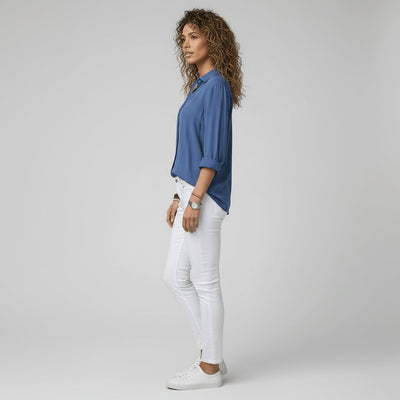 Sophie | Dames blouse met lange mouwen, overhemdkraag en knoopsluiting