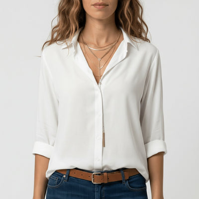 Sophie | Dames blouse met lange mouwen, overhemdkraag en knoopsluiting