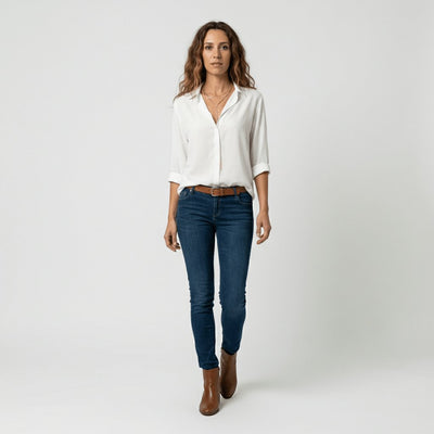 Sophie | Dames blouse met lange mouwen, overhemdkraag en knoopsluiting