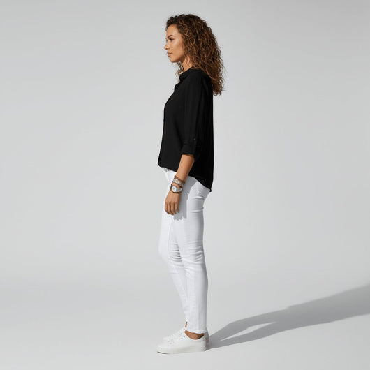 Sophie | Dames blouse met lange mouwen, overhemdkraag en knoopsluiting