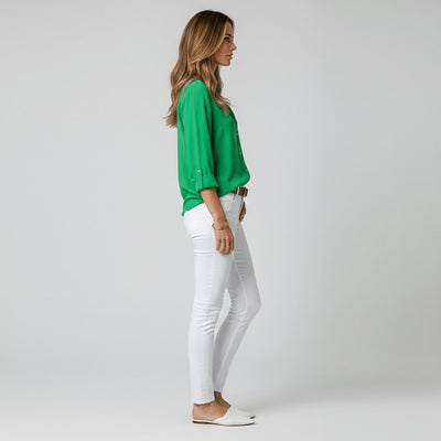 Sophie | Dames blouse met lange mouwen, overhemdkraag en knoopsluiting
