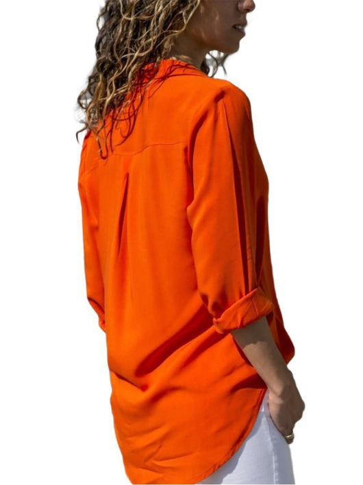 Elfriede | Dames blouse met lange mouwen, kraag en knoopsluiting in relaxed fit