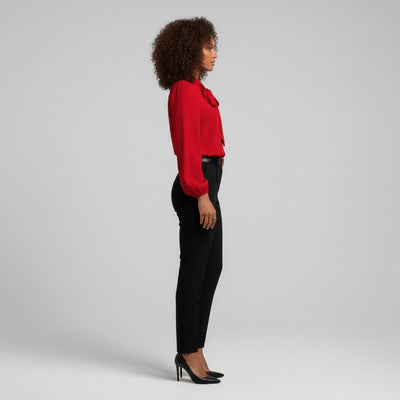 Sophie | Dames blouse met strikkraag, lange mouwen en relaxed fit