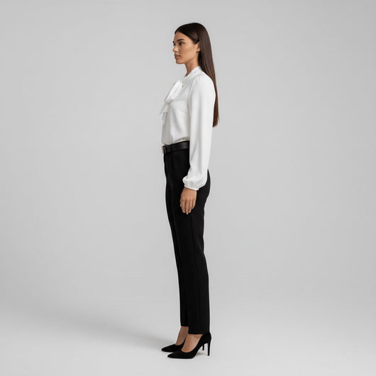 Sophie | Dames blouse met strikkraag, lange mouwen en relaxed fit