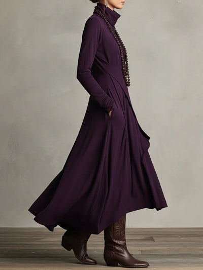 Luisa | Dames maxijurk met col en asymmetrische zoom