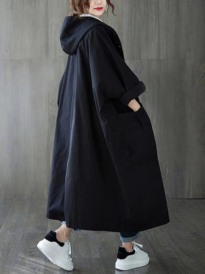 Frieda | Oversized dames trenchcoat met capuchon, waterafstotend