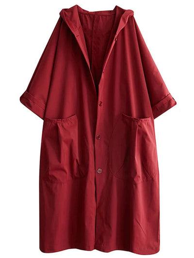 Frieda | Oversized dames trenchcoat met capuchon, waterafstotend