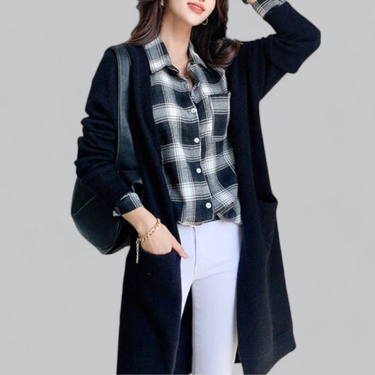 Clara | Lang oversized dames vest van kasjmiermix