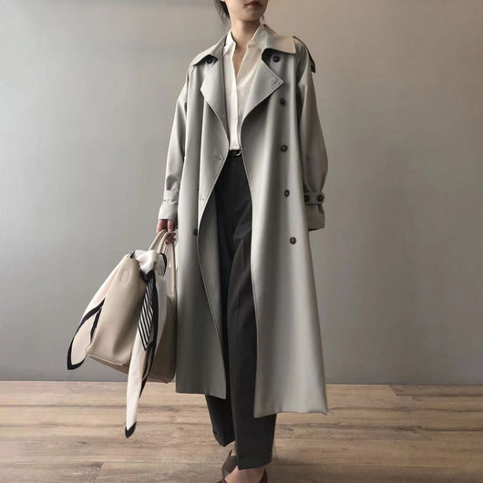 Marlene | Lange waterafstotende dames trenchcoat met dubbele knoopsluiting