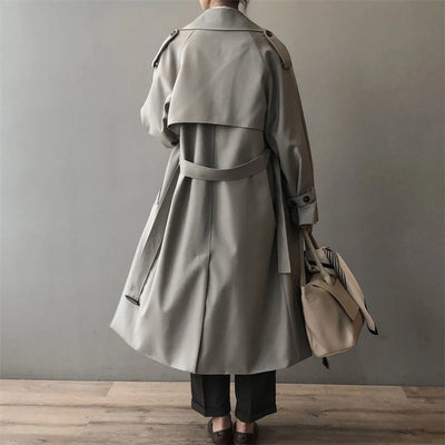 Marlene | Lange waterafstotende dames trenchcoat met dubbele knoopsluiting