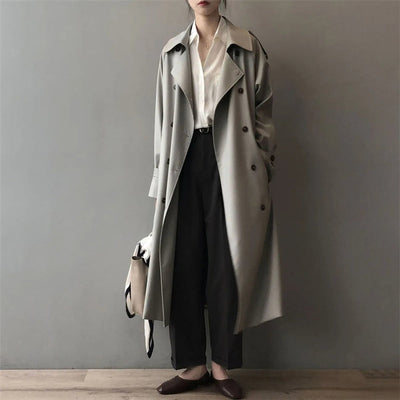 Marlene | Lange waterafstotende dames trenchcoat met dubbele knoopsluiting