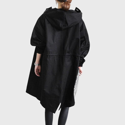 Clara | Lange waterafstotende dames trenchcoat met capuchon en wijde pasvorm