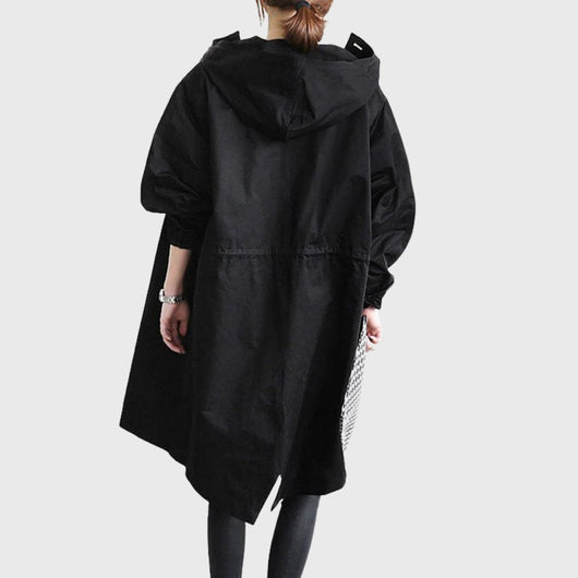 Clara | Lange waterafstotende dames trenchcoat met capuchon en wijde pasvorm