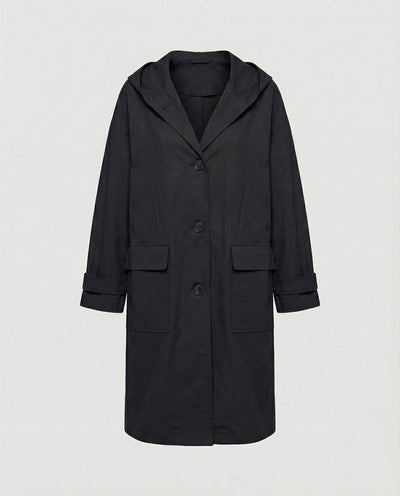 Annika | Lange waterafstotende dames trenchcoat met capuchon, winddicht