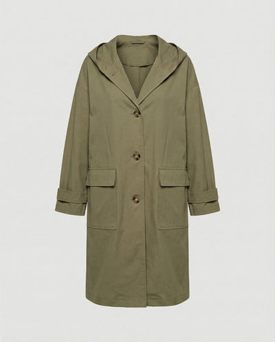 Annika | Lange waterafstotende dames trenchcoat met capuchon, winddicht