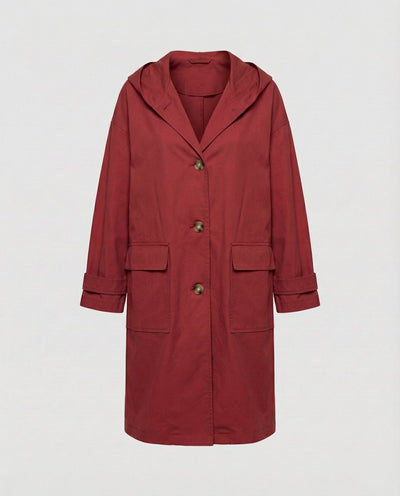 Annika | Lange waterafstotende dames trenchcoat met capuchon, winddicht