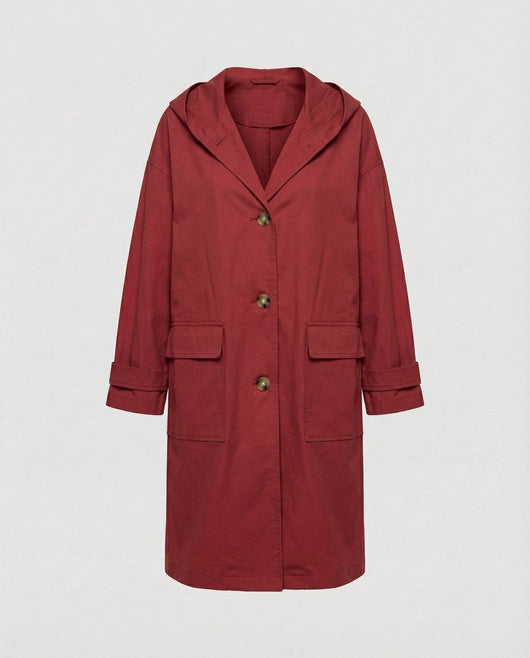 Annika | Lange waterafstotende dames trenchcoat met capuchon, winddicht