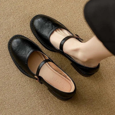 Emilia | Dames leren mary janes met verstelbare gesp en lage blokhak