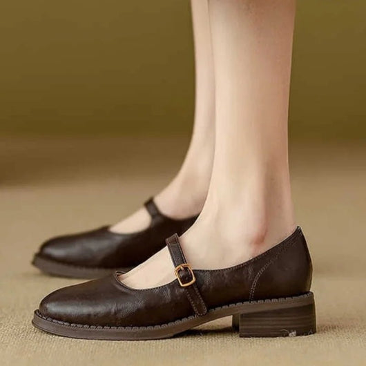 Emilia | Dames leren mary janes met verstelbare gesp en lage blokhak