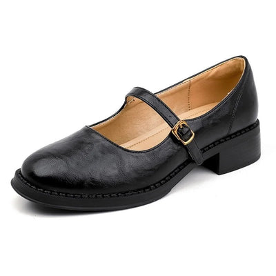 Emilia | Dames leren mary janes met verstelbare gesp en lage blokhak