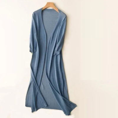 Luisa | Licht lang dames gebreid vest met V-hals