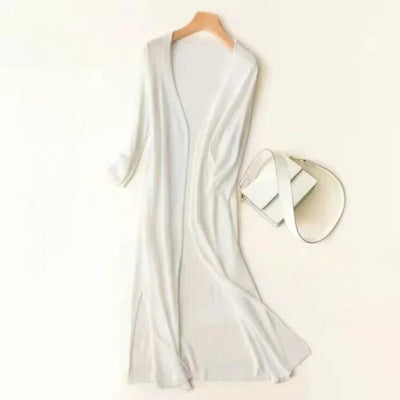 Luisa | Licht lang dames gebreid vest met V-hals