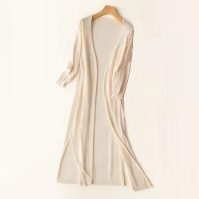 Luisa | Licht lang dames gebreid vest met V-hals