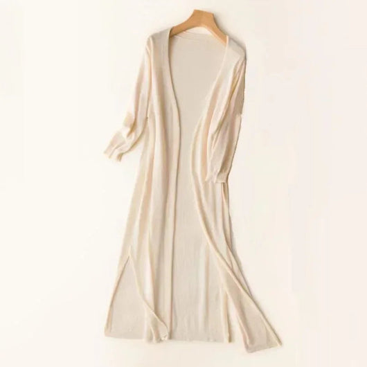 Luisa | Licht lang dames gebreid vest met V-hals