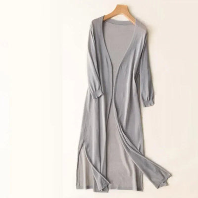 Luisa | Licht lang dames gebreid vest met V-hals
