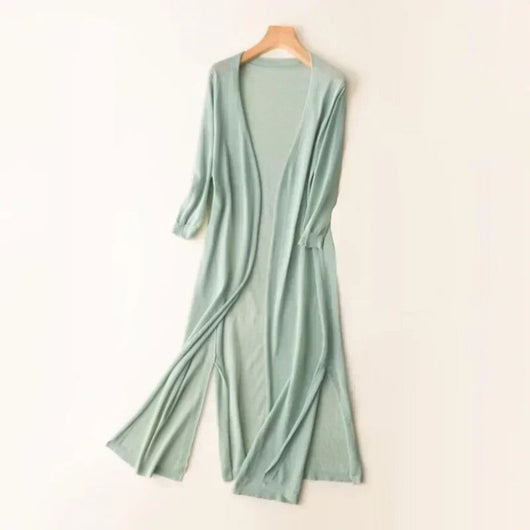 Luisa | Licht lang dames gebreid vest met V-hals