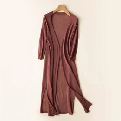 Luisa | Licht lang dames gebreid vest met V-hals