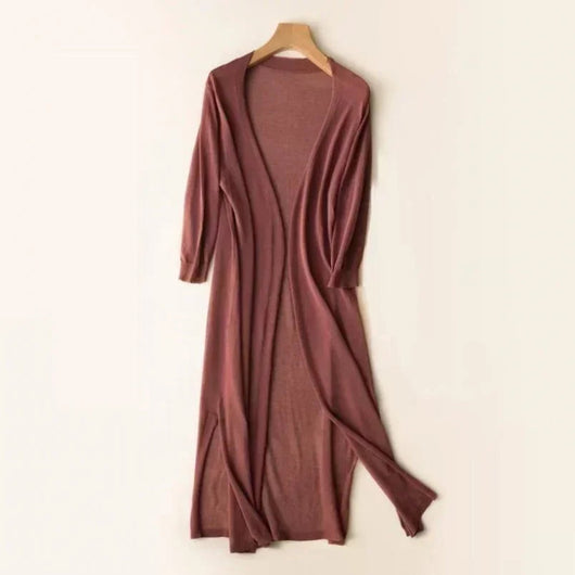 Luisa | Licht lang dames gebreid vest met V-hals