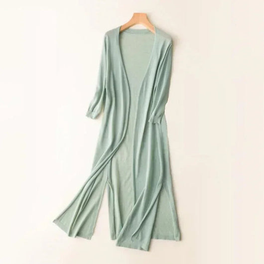 Luisa | Licht lang dames gebreid vest met V-hals