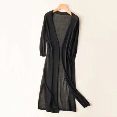 Luisa | Licht lang dames gebreid vest met V-hals
