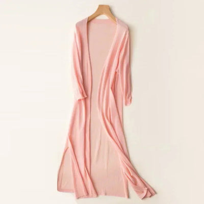 Luisa | Licht lang dames gebreid vest met V-hals